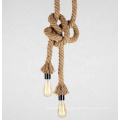 Lámpara de cuerda de cáñamo de lujo industrial popular lámpara colgante de metal edison
